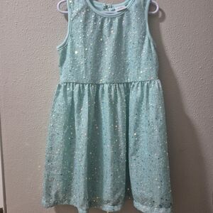 Glittering Mint Sleeveless Kids Dress